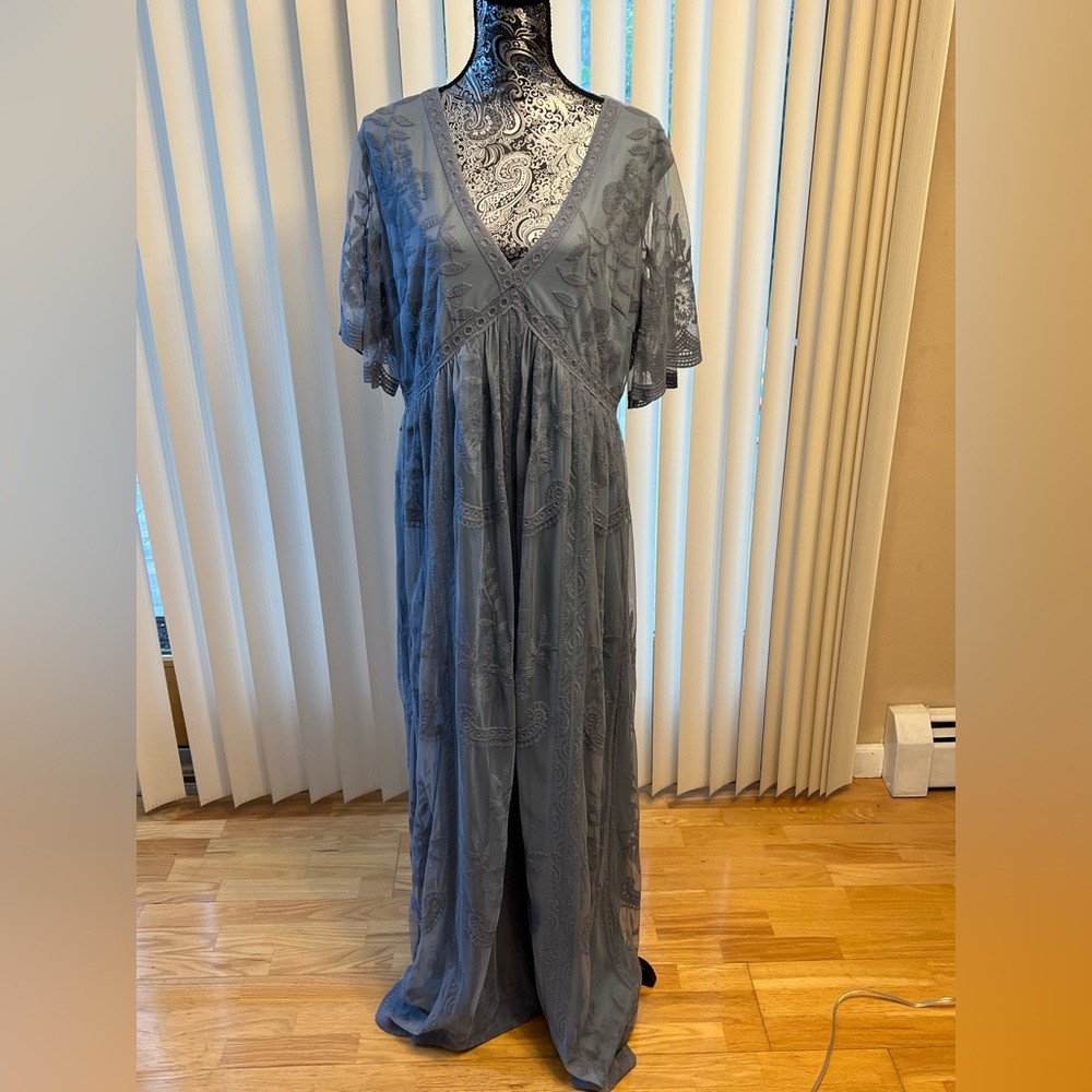 Pinkblush blue lace maternity dress, size 1x.